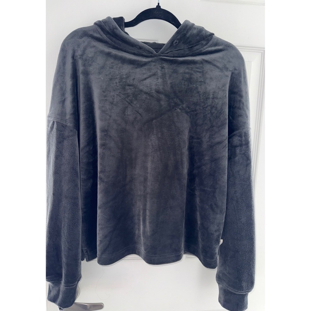 UGG Velour Hoodie Charcoal Gray Oversized Lounge Sweatshirt Women's Medium - Picture 2 of 9